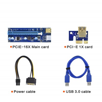 PCI-E USB 3.0 PCI Express Riser Kart Sata Power Bitcoin Mining